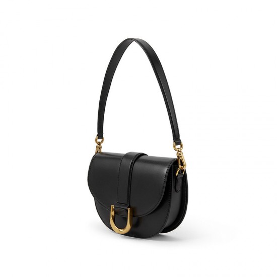 Charles Keith Horseshoe Buckle Saddle Bag Black